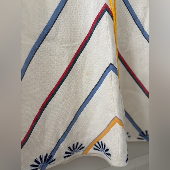 Tory Burch Blaine Embroidered Linen Cotton Tassel Dress - White - Size 4 - Picture 11 of 17